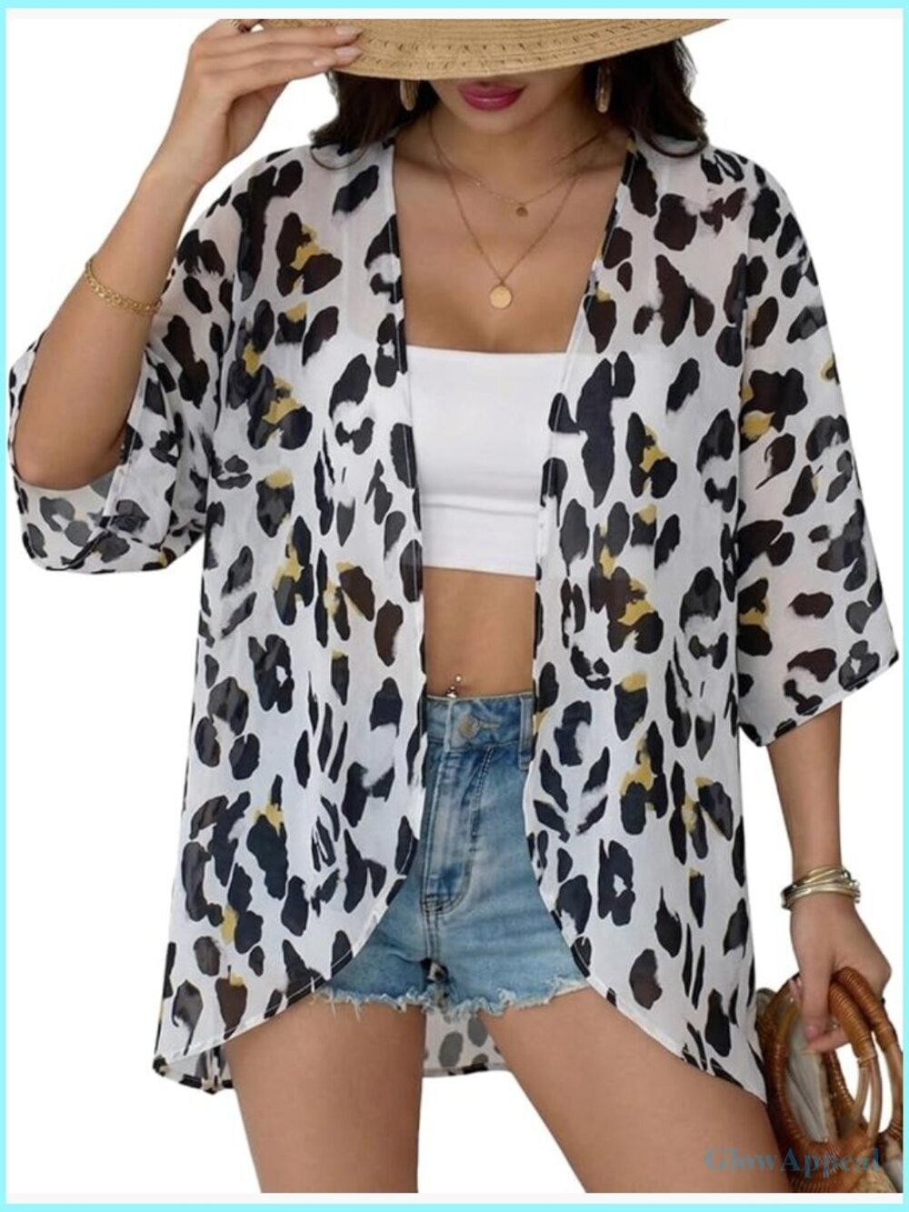 Sheer Chiffon Kimono Cardigan Open Front Floral Beach Cover Up
